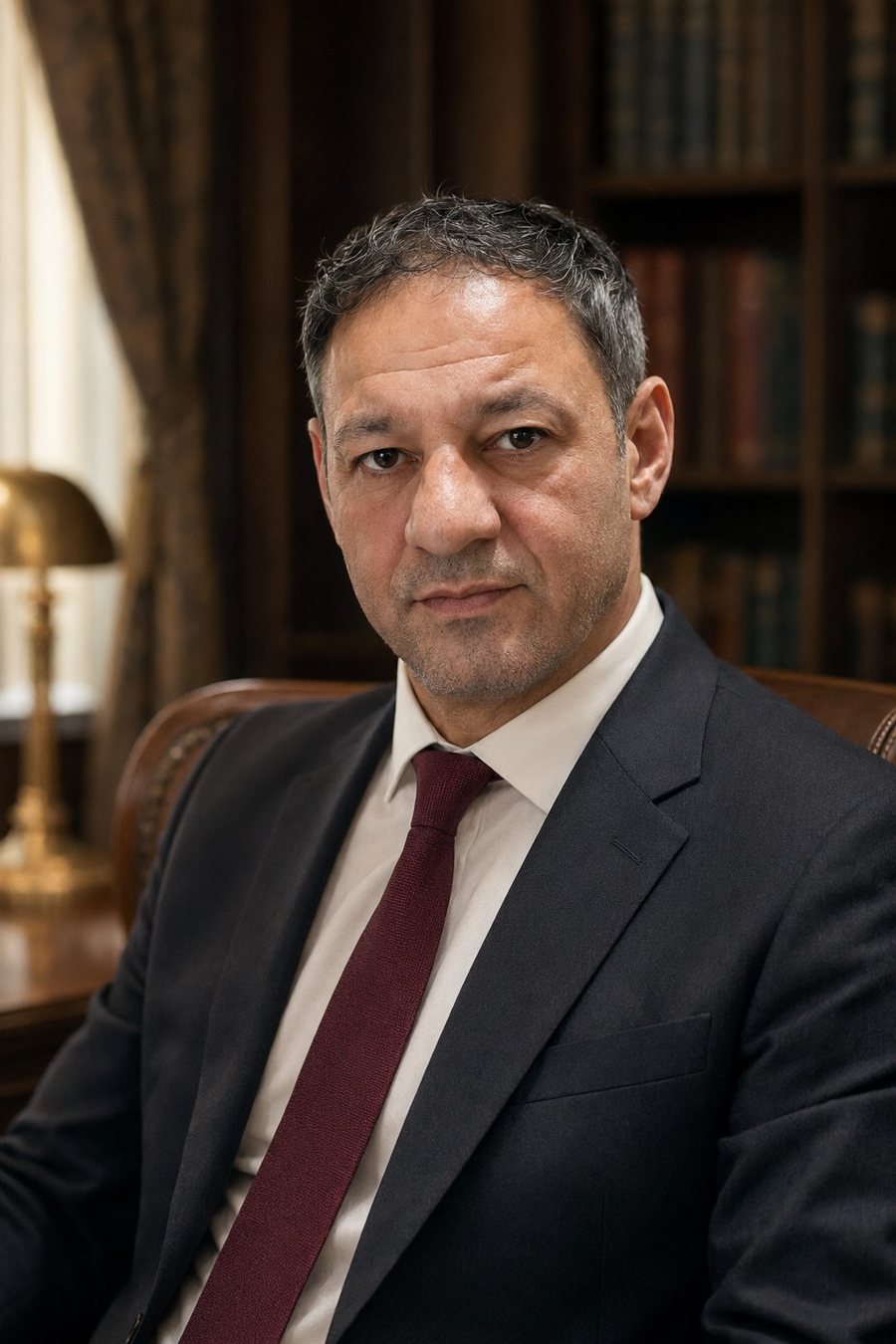 Ekrem Ciğerli'nin kütüphanede çekilmiş portresi